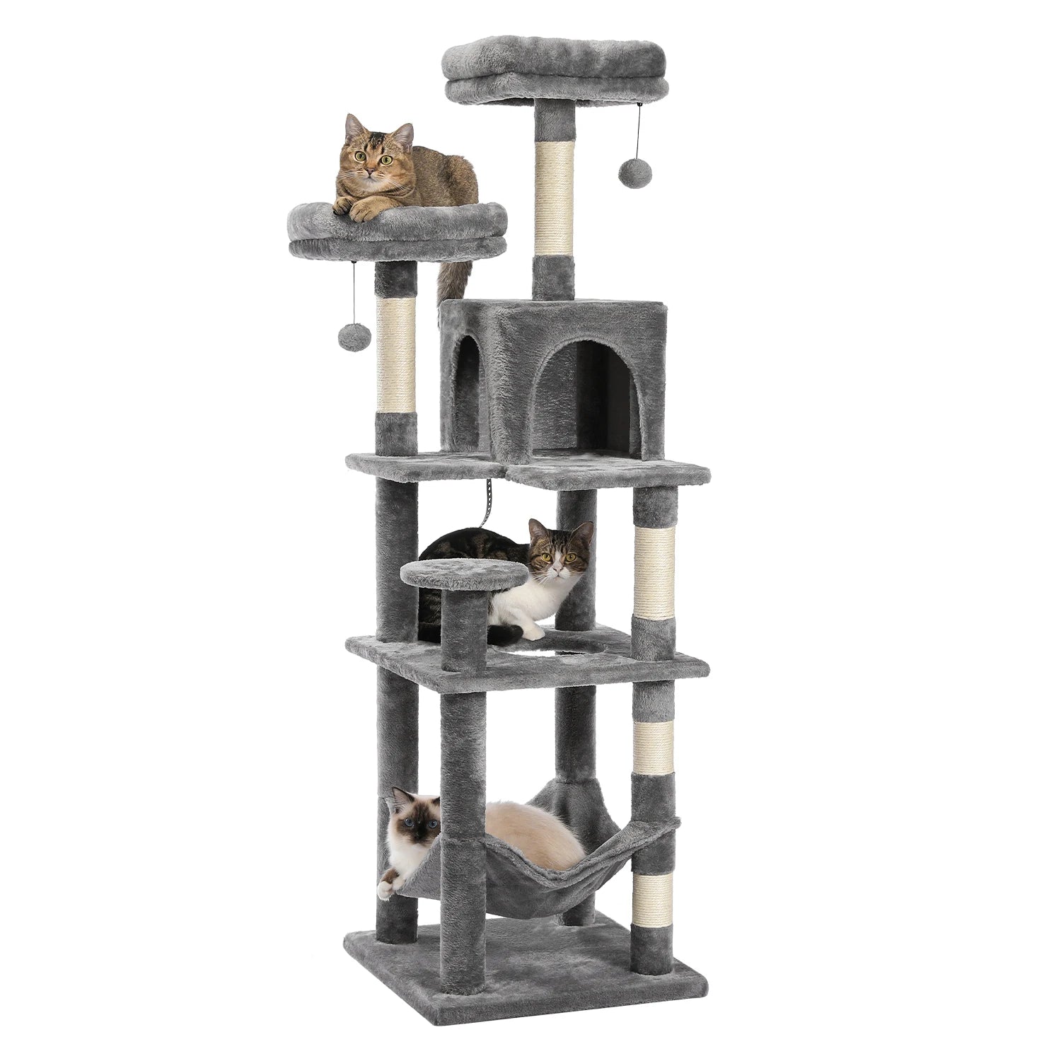 Multi Level Cat Tree with Scratching Posts Cozy Hammock Plush Cat Tower for Indoor Cat Condo Bed and Accessories - Joanie B 25