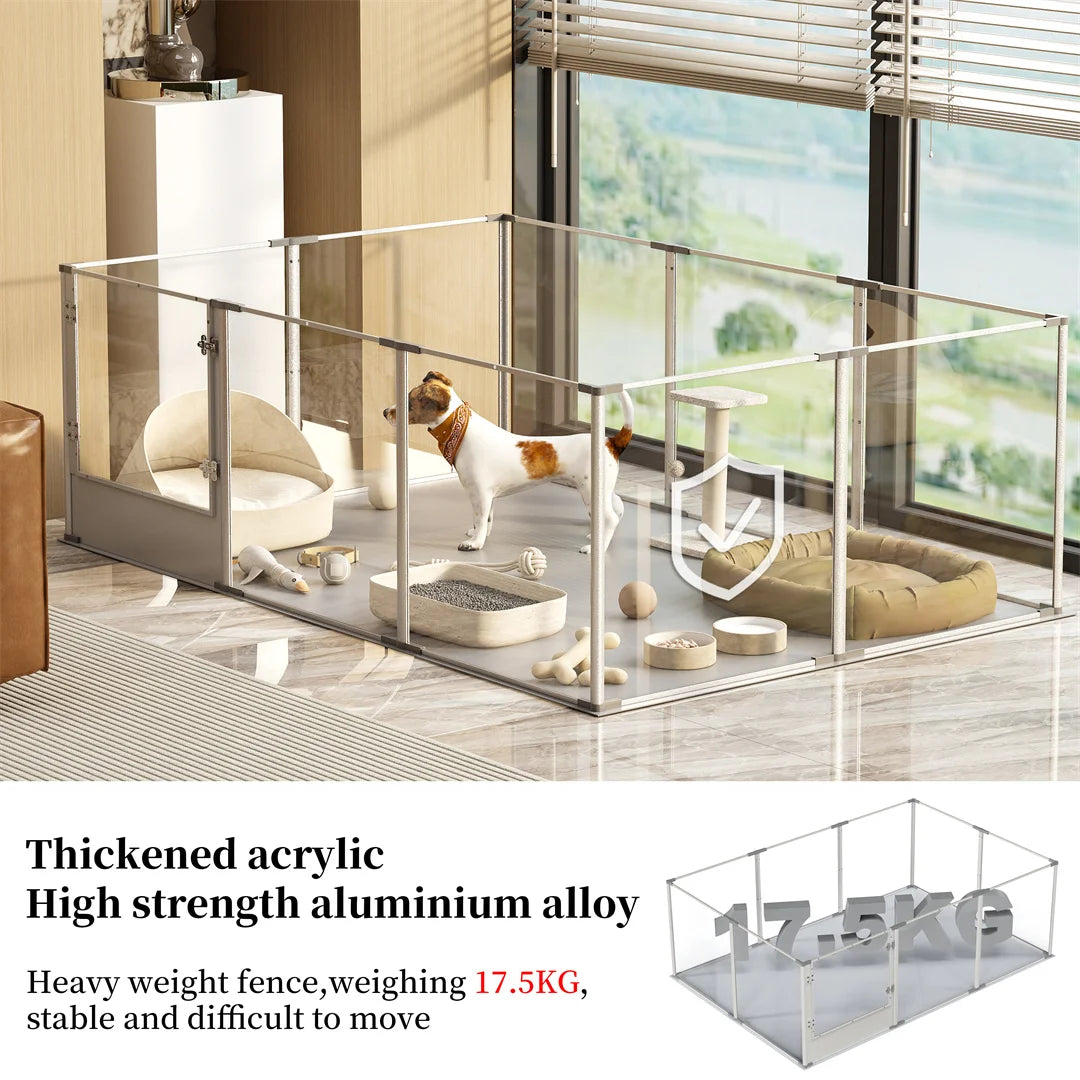 180cm Whelping Playpen Clear Acrylic Dog Exercise Fence Pad