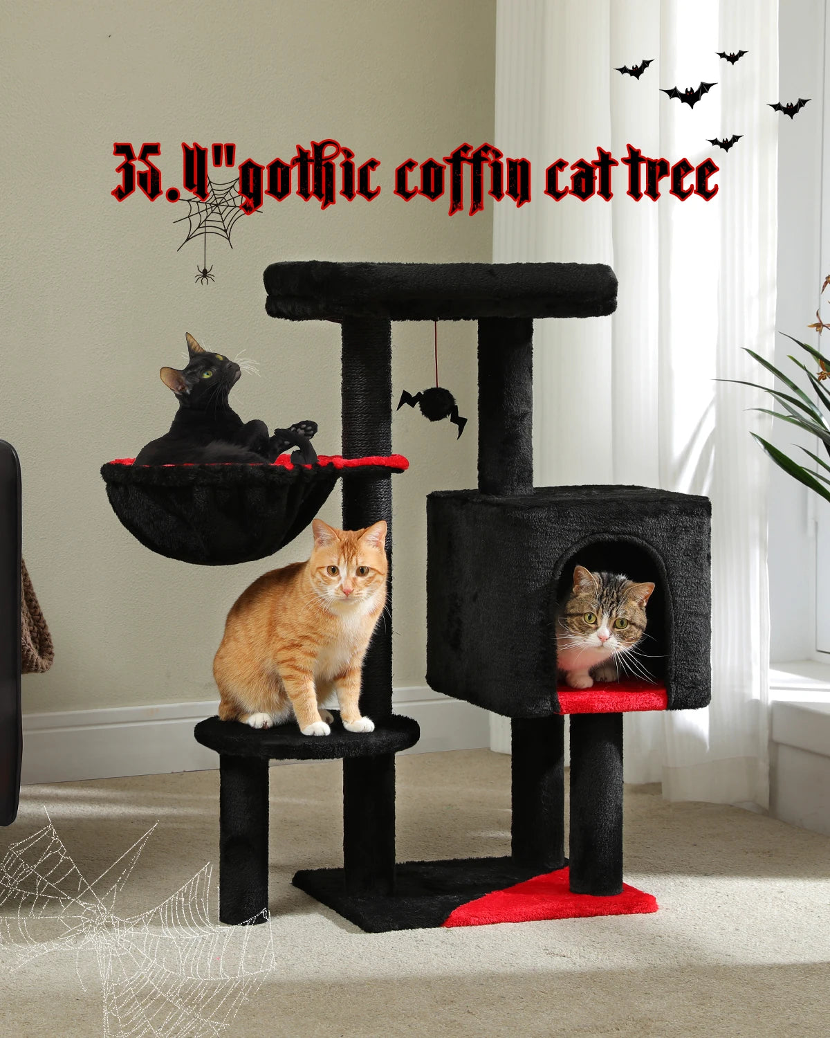 Luxury Cat Tree for Indoor Multi-Level Cat Tower with Condo Hammock Padded Perch and Scratching Post - Joanie B 25