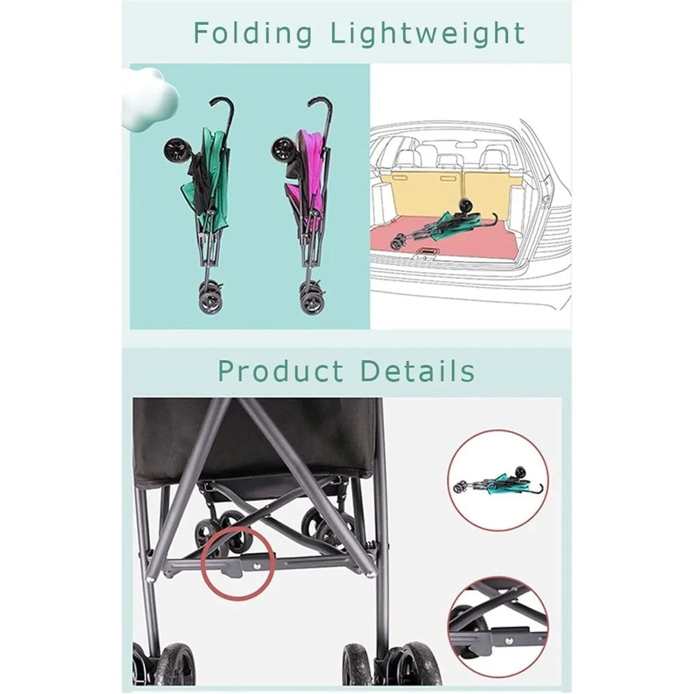 Pet Stroller for Cats Puppies and Kittens Breathable Travel Carrier Umbrella Structure for Small Dogs - Joanie B 25