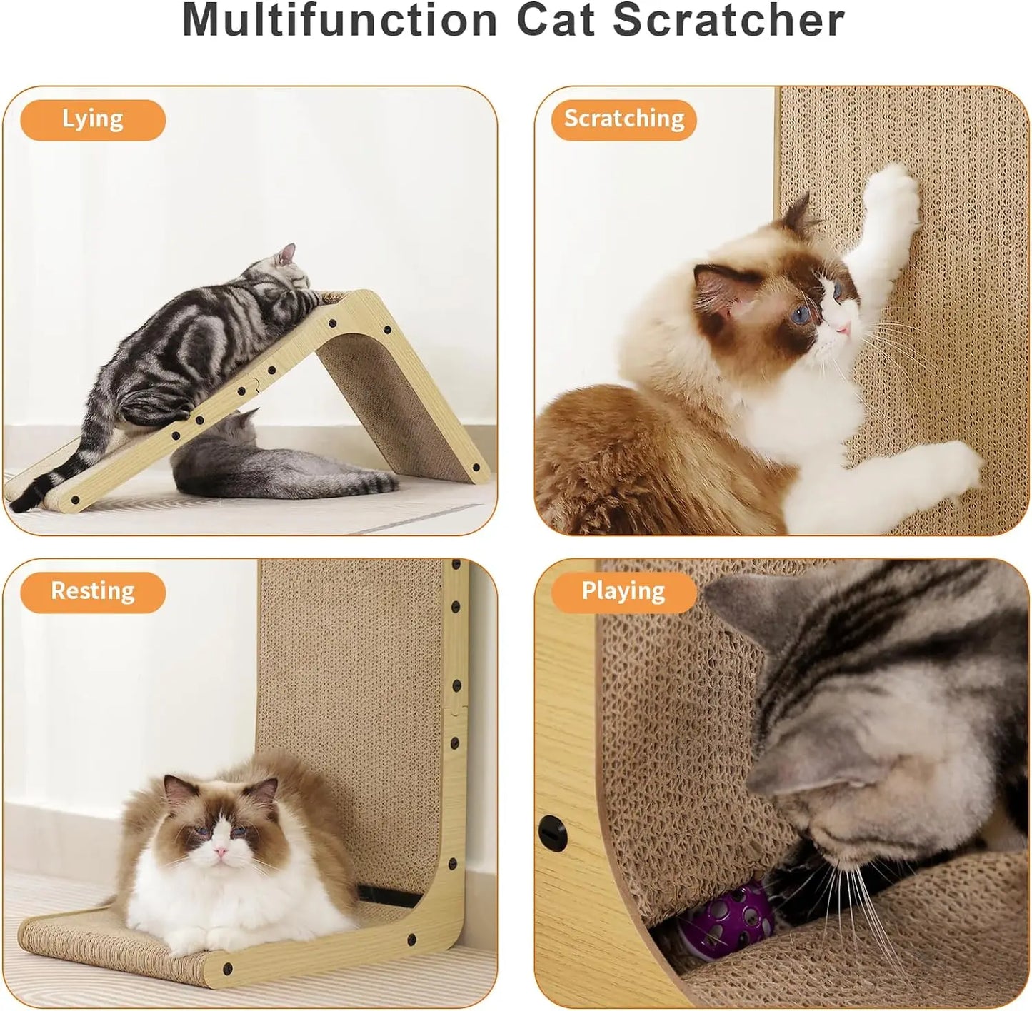 L Shape Cat Scratcher 23.6 Inch Indoor Cat Scratch Pad Protects Furniture Cardboard Cat Tree - Joanie B 25