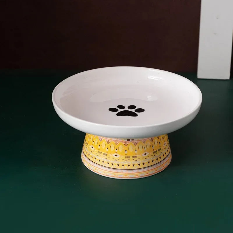 Small Dogs Raised Drinking Supplies Bohemian Food Water Bowl Cat Feeders Pet Ceramic Eating - Joanie B 25