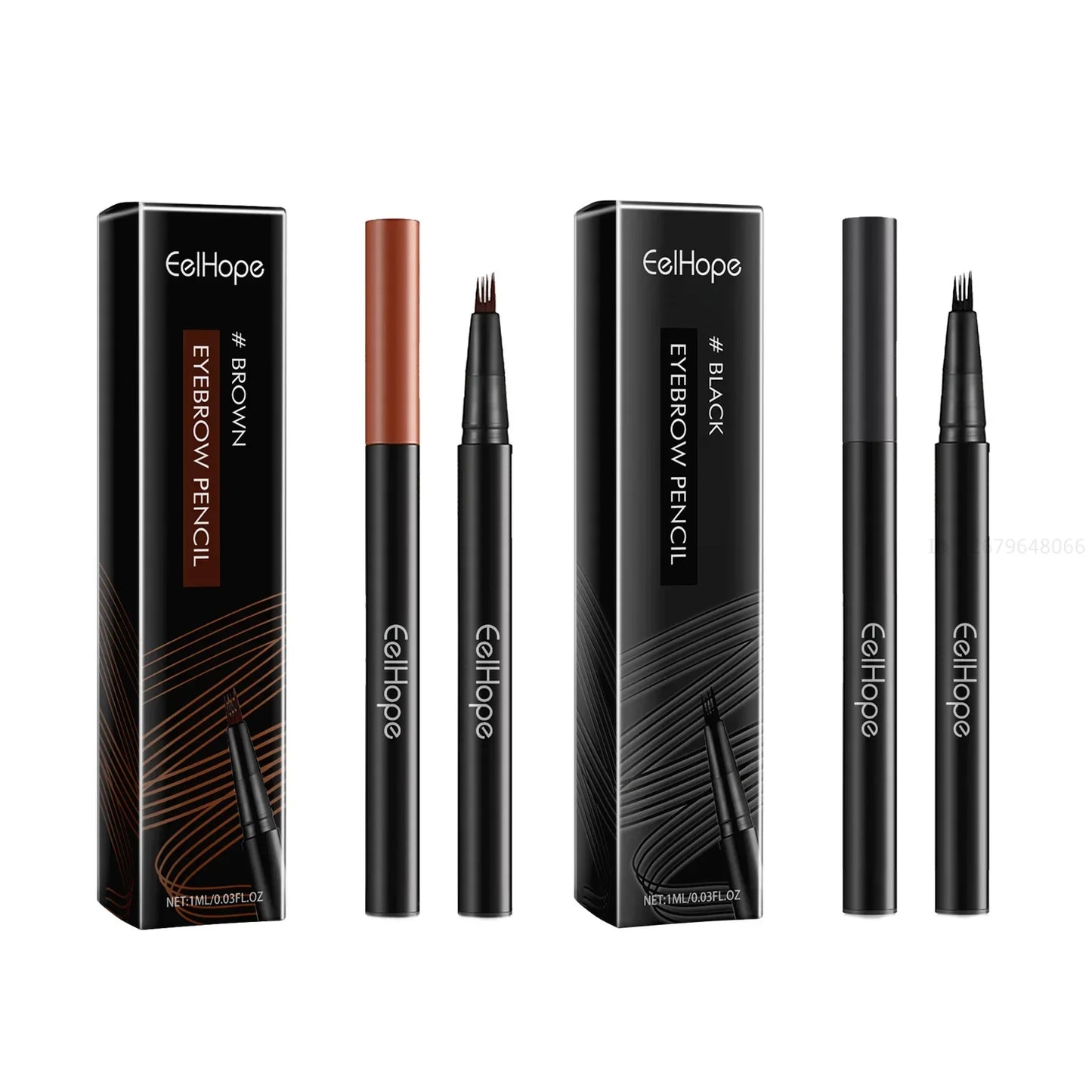 4 Forks Waterproof Eyebrow Pencil Long Lasting Natural Black Dark Brown Women Eyes Cosmetics Liquid Eye Brows Pen Beauty Makeup - Joanie B 25