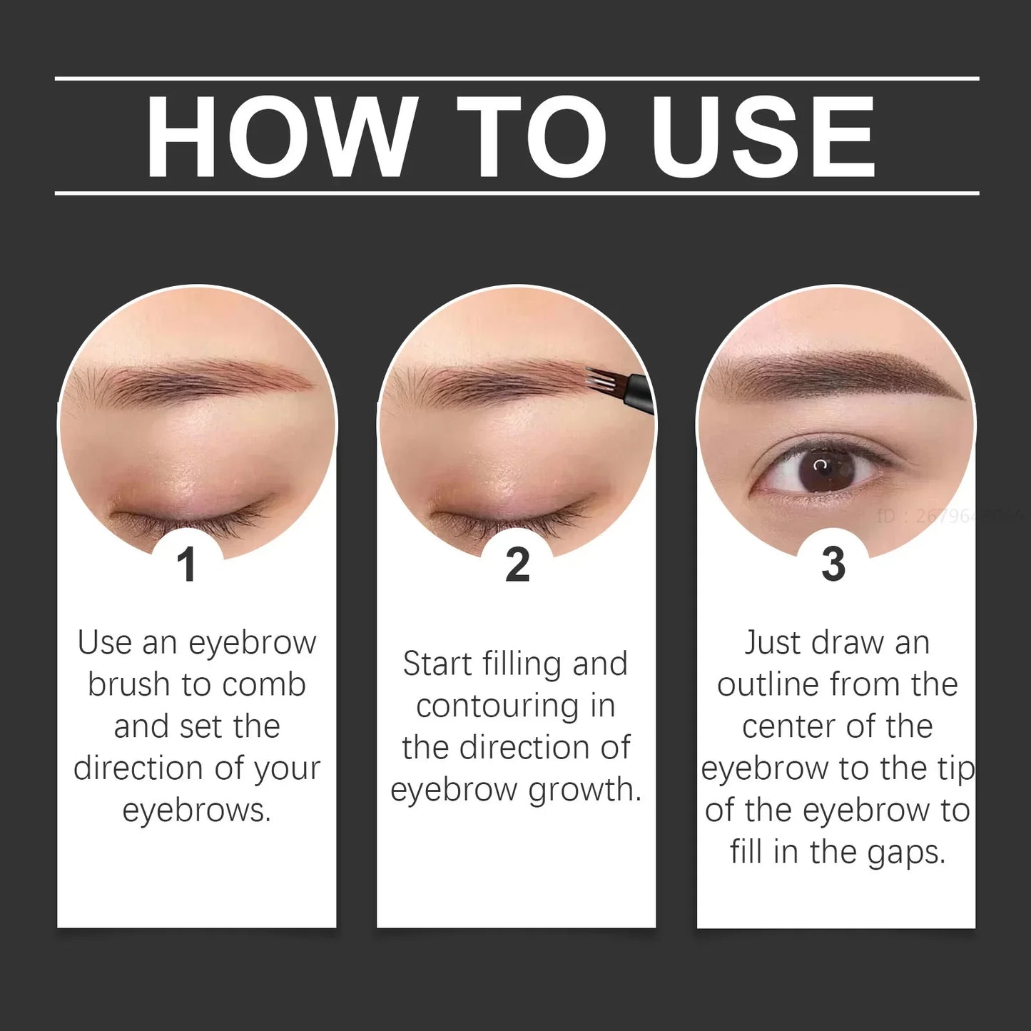4 Forks Waterproof Eyebrow Pencil Long Lasting Natural Black Dark Brown Women Eyes Cosmetics Liquid Eye Brows Pen Beauty Makeup - Joanie B 25