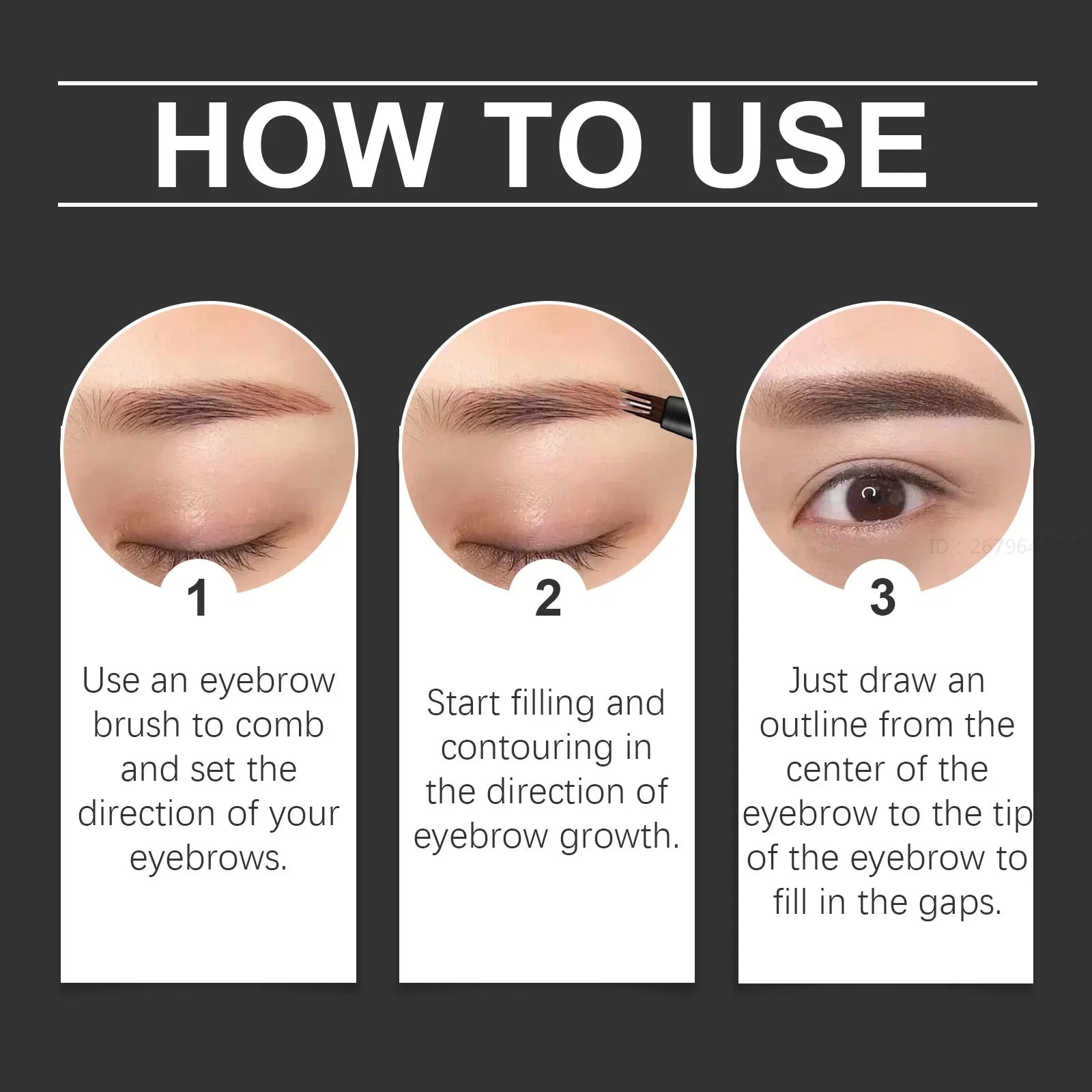 4 Forks Waterproof Eyebrow Pencil Long Lasting Natural Black Dark Brown Women Eyes Cosmetics Liquid Eye Brows Pen Beauty Makeup - Joanie B 25