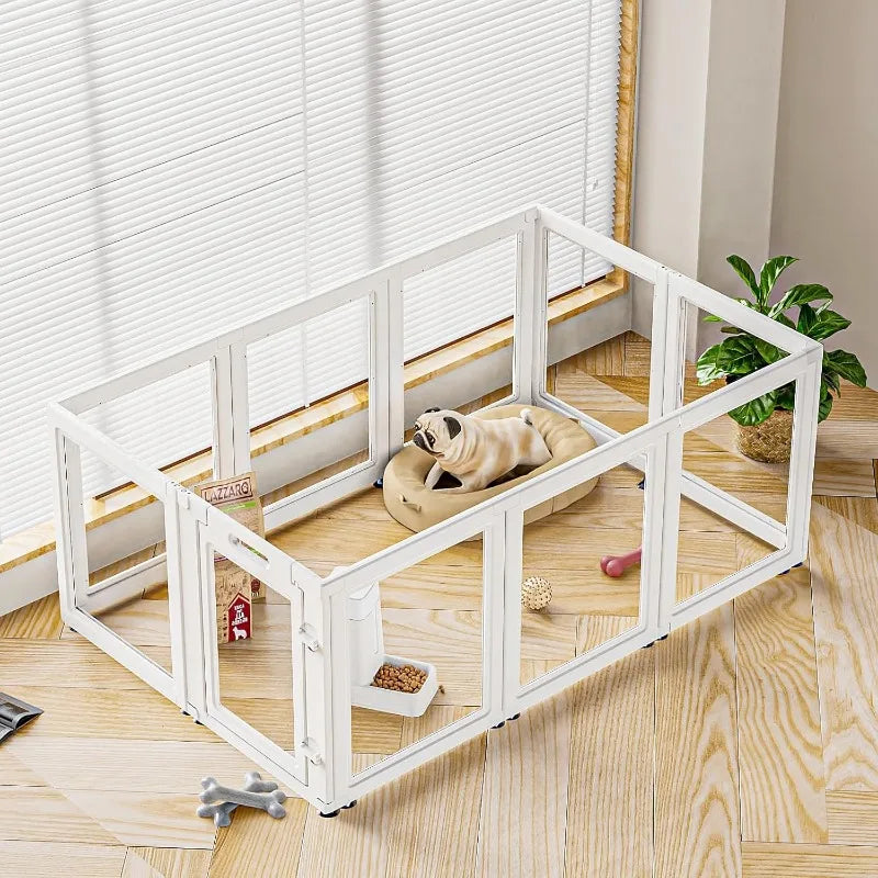 Transparent Dog Playpen Indoor Easy Assemble Disassemble Clear Pet Playpen Sturdy Plastic Dog - Joanie B 25