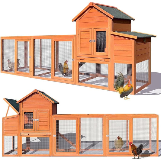 122 Inch Large Wooden Chicken Coop Backyard Hen House Indoor Outdoor Two Story Poultry Cage Garden Pet Hutch - Joanie B 25