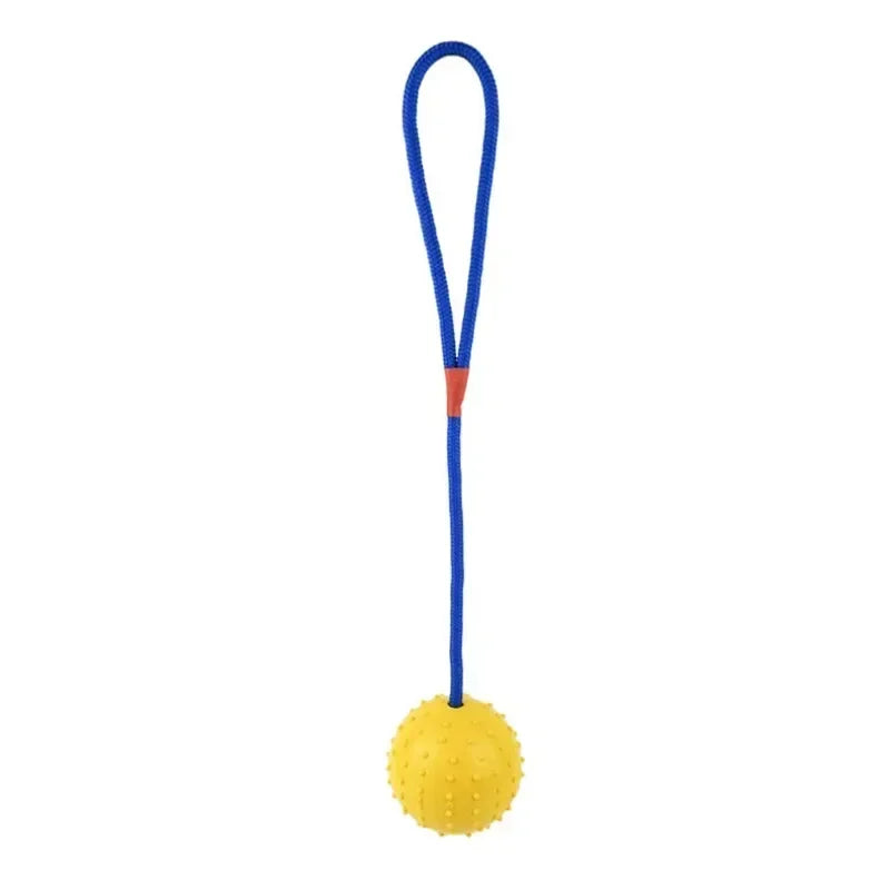 Rubber Interactive Training Toy for Dogs Natural Rubber Ball with Rope Pet Reward Fetch Play and Training Supplies - Joanie B 25