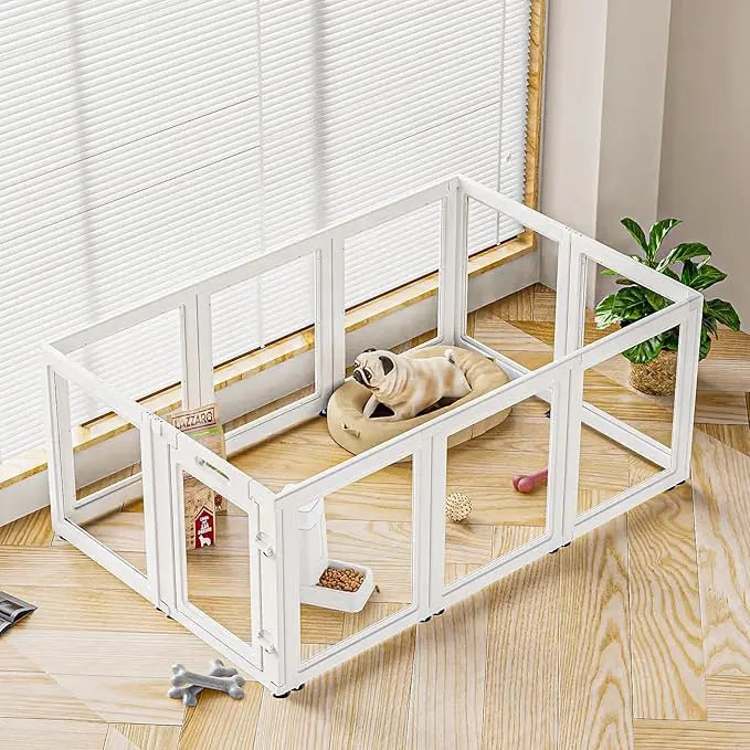 Transparent Dog Playpen Indoor Easy Assemble Disassemble Clear Pet Playpen Sturdy Plastic Dog - Joanie B 25