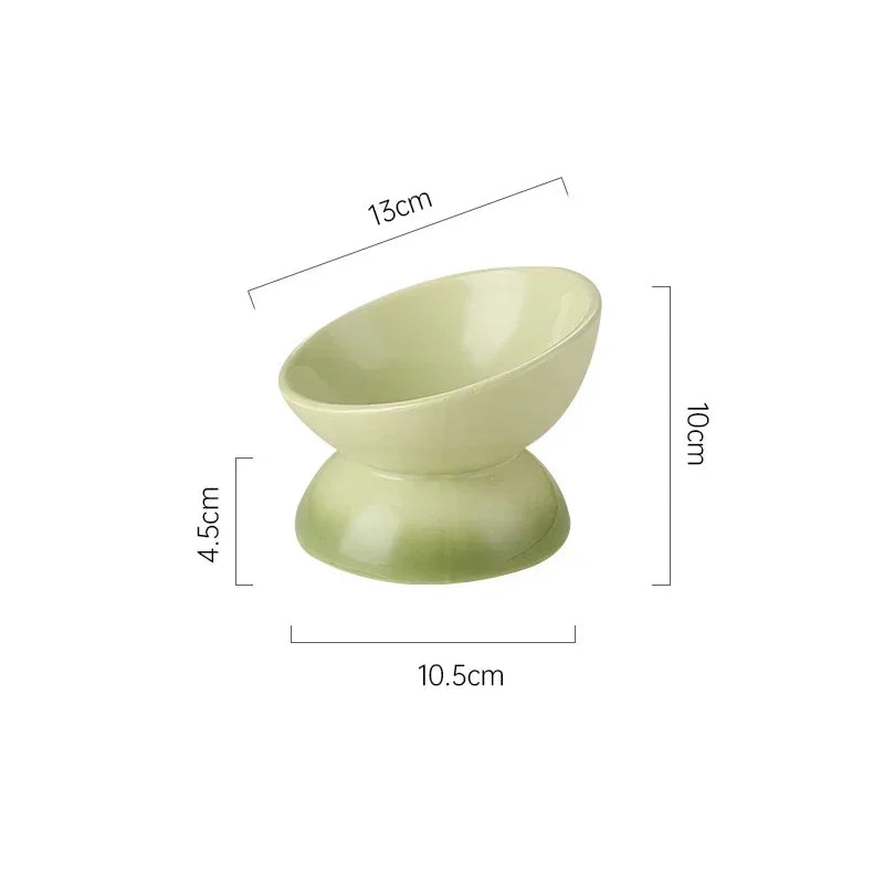 Tilted Gradient Ceramic Cat and Puppy Food and Water Bowl Raised Feeding Dish for Small Pets - Joanie B 25