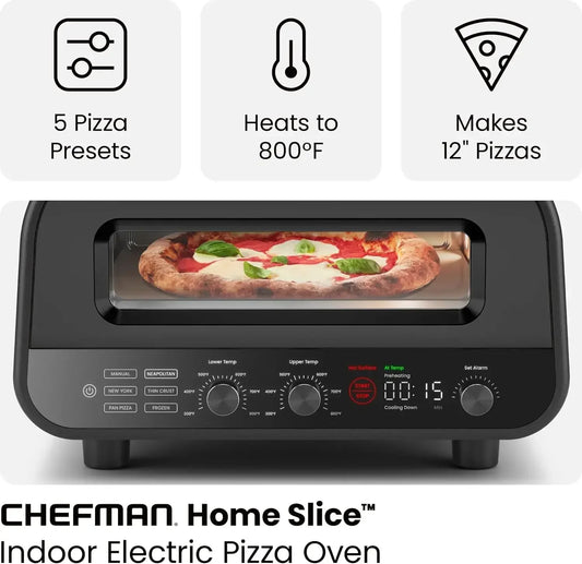 Chefman Indoor Pizza Oven Makes 12 Inch Pizzas in Minutes Heats Up to 800 Degrees Fahrenheit Countertop Electric Pizza Maker - Joanie B 25