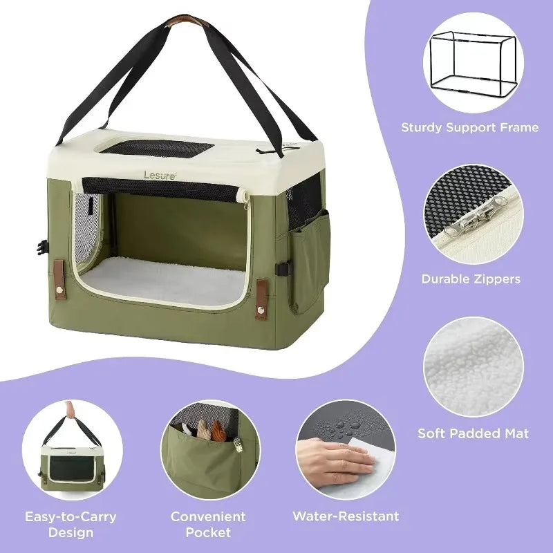 Collapsible Travel Dog Crate for Small Dogs Portable Soft Dog Crate for Outdoor and Indoor Folding Fabric Dog Kennel - Joanie B 25
