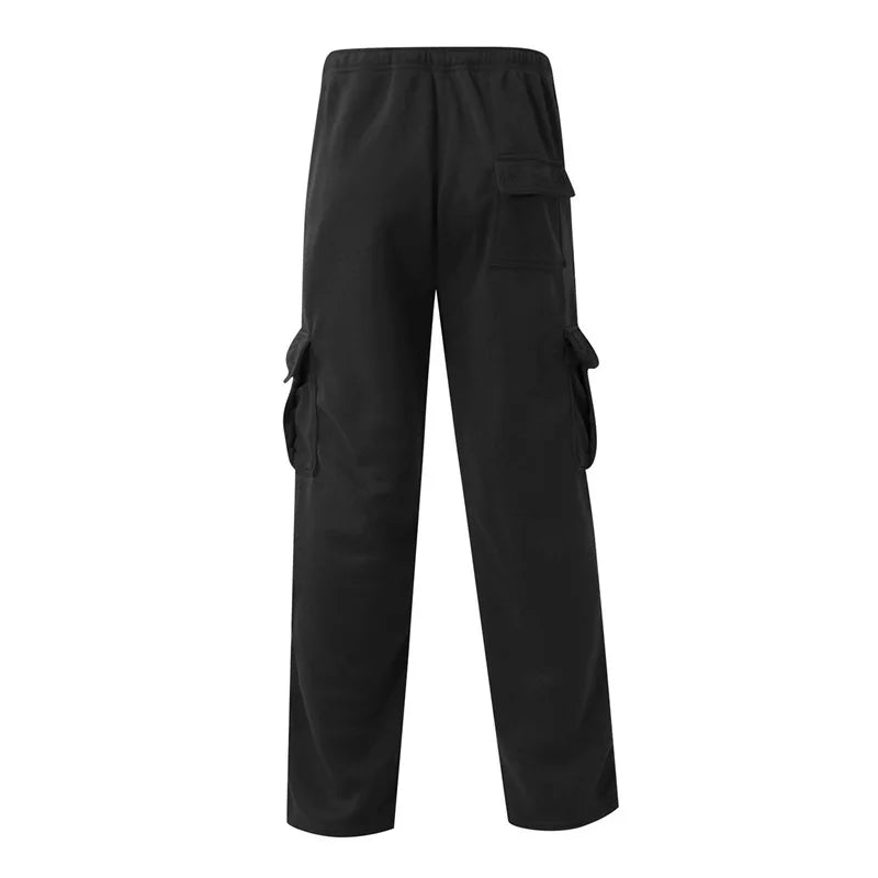 Men’s Loose Cargo Pants Casual Drawstring Elastic Waist Wide Leg Athletic Sweatpants Outdoor Trousers - Joanie B 25