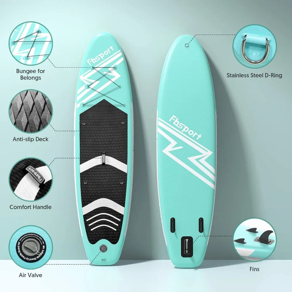 11 Foot Premium Stand Up Paddle Board for Yoga and Water Sports with SUP Accessories and Carry Bag Wide Stance Non Slip Deck and Surf Control - Joanie B 25