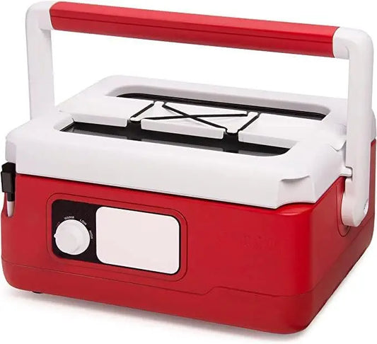 6 quart multi-purpose travel slow cooker, programmable self-insulation kitchen appliances, easy to carry, red