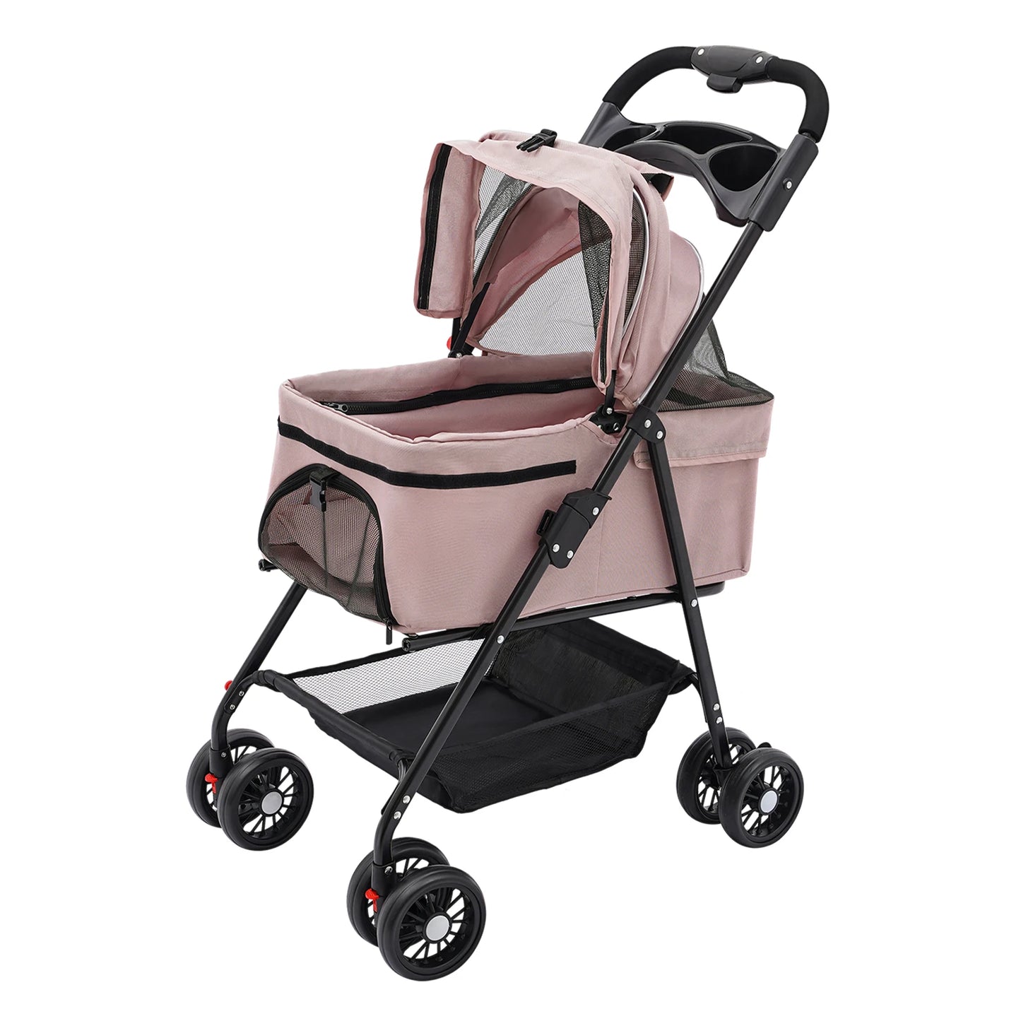 Pink Pet Stroller for Cats and Dogs Foldable Puppy Stroller with Storage for Small Medium Pets Up to 30 Pounds - Joanie B 25