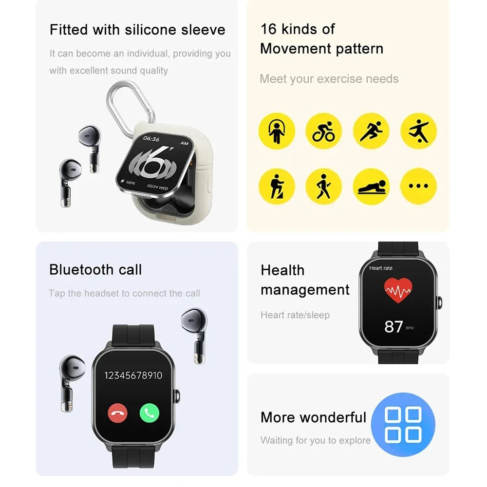NFC D8Pro 2 In 1 Smart Watch With Earphones For Men 2 Inch Wireless Call Multi Functional Sleep Monitor Sport Watch - Joanie B 25