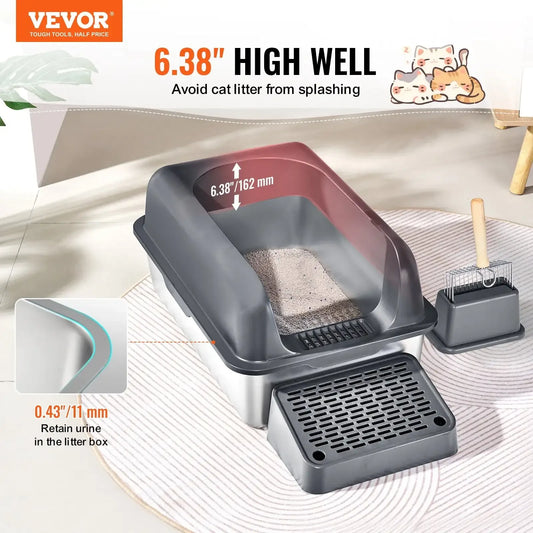 6 Inch Deep Cat Litter Box with Odor Control and Filtering Foot Board - Joanie B 25