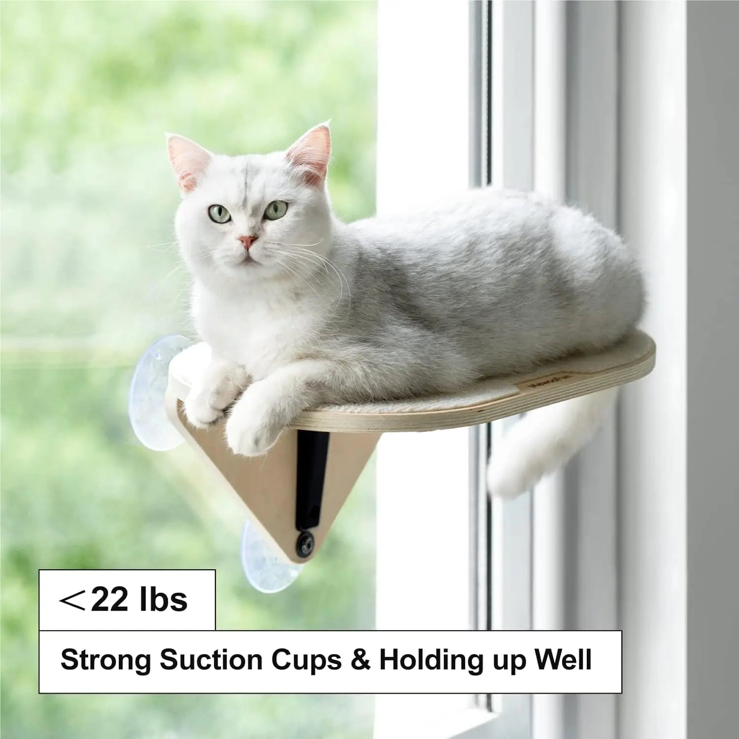 Mewoofun Cat Window Perch Hammock with Climbing Steps and Scratching Post Wooden Window Mounted Cat Bed for Indoor Cats - Joanie B 25