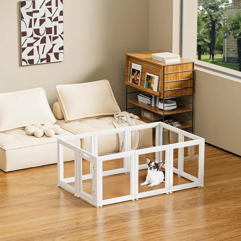 Transparent Dog Playpen Indoor Easy Assemble Disassemble Clear Pet Playpen Sturdy Plastic Dog - Joanie B 25