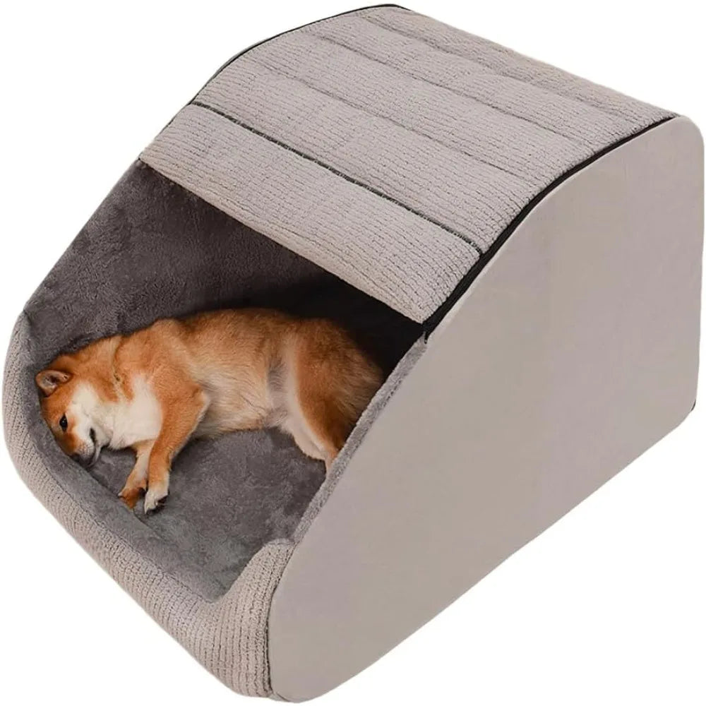 extra large dog bed house, cozy dog house indoor, memory sponge, plush dog cave bed crate cushion with non-slip bottom for mediu