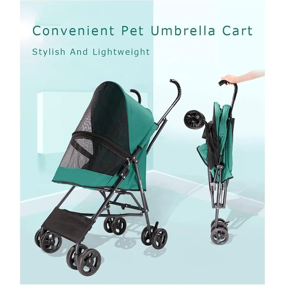 Pet Stroller for Cats Puppies and Kittens Breathable Travel Carrier Umbrella Structure for Small Dogs - Joanie B 25