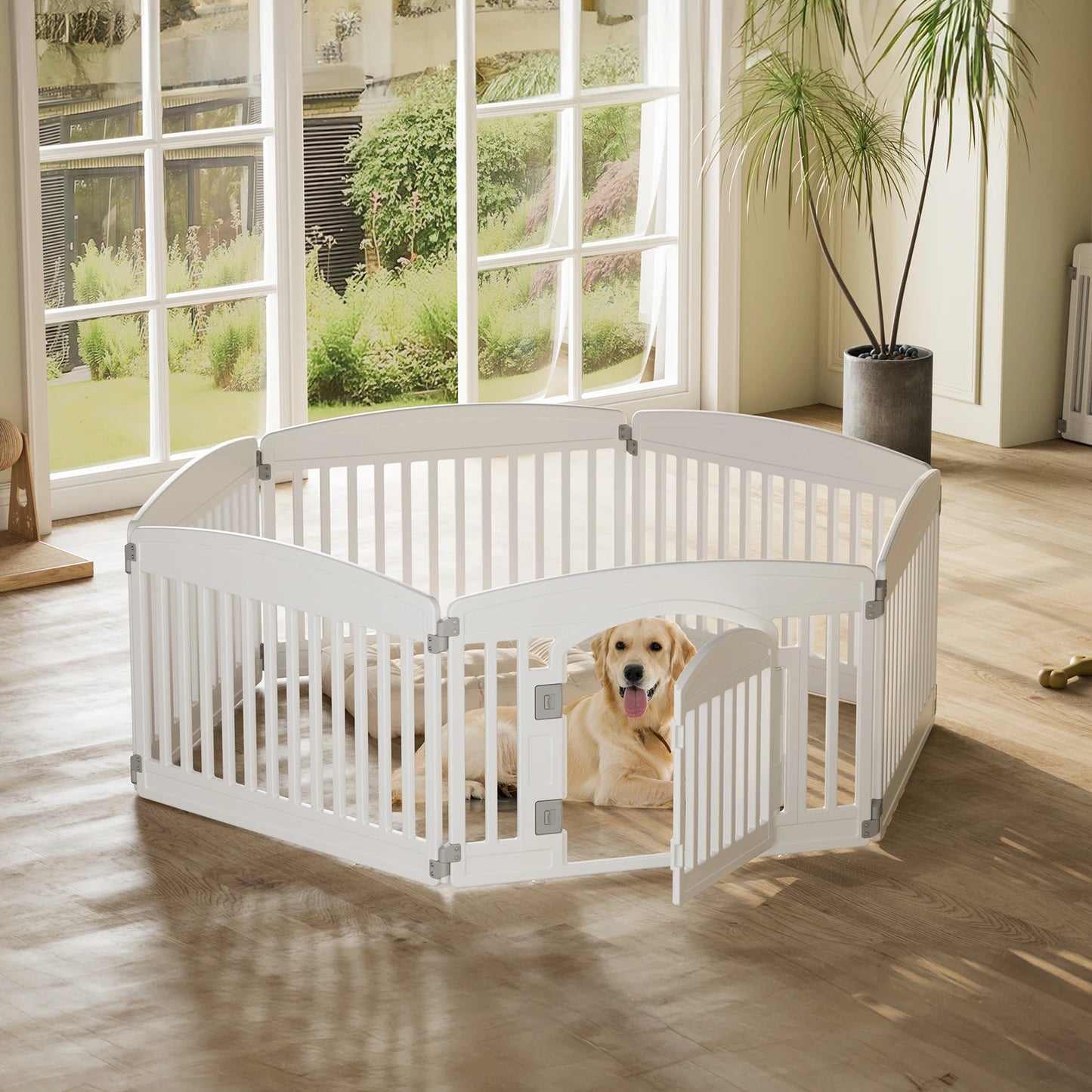 JHK Plastic Dog Playpen 6 Panel 24In Expandable Fence