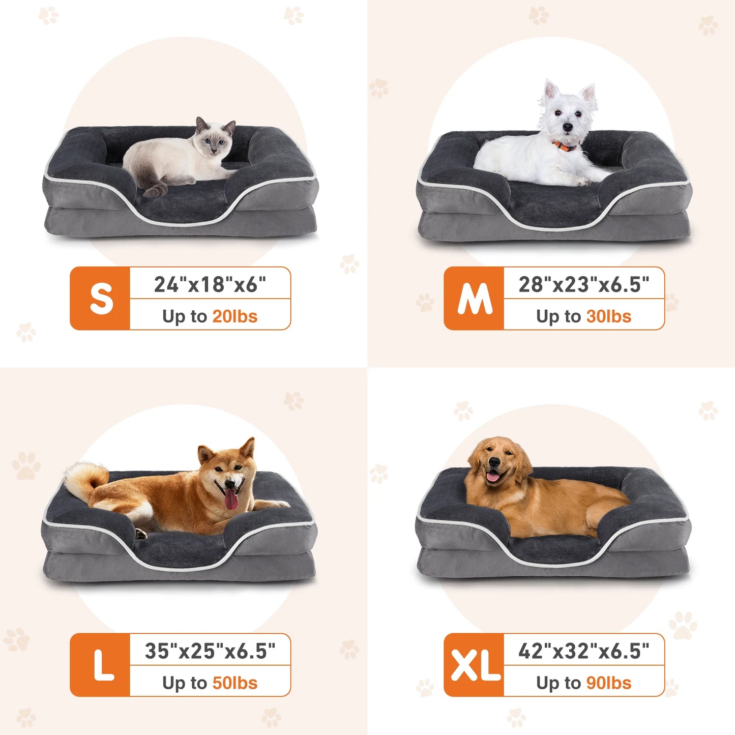 JHK Orthopedic Dog Bed Memory Foam Pet Bed for Small Dogs and Cats with Washable Removable Cover Non Slip Base Waterproof Liner - Joanie B 25