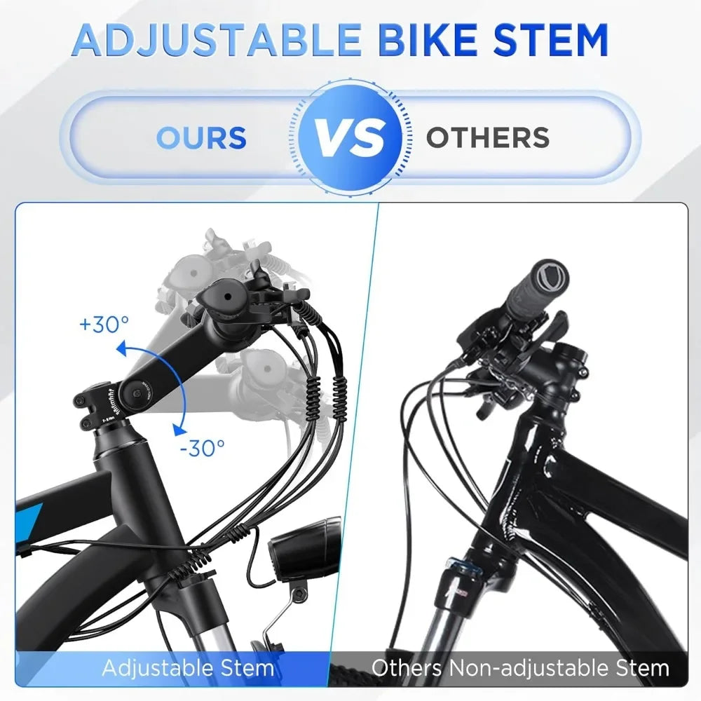 26 Inch 1000W Peak Electric Bike for Adults Up to 50 Miles 21.7MPH Mountain Bike with Removable 48V 374.4Wh Battery - Joanie B 25