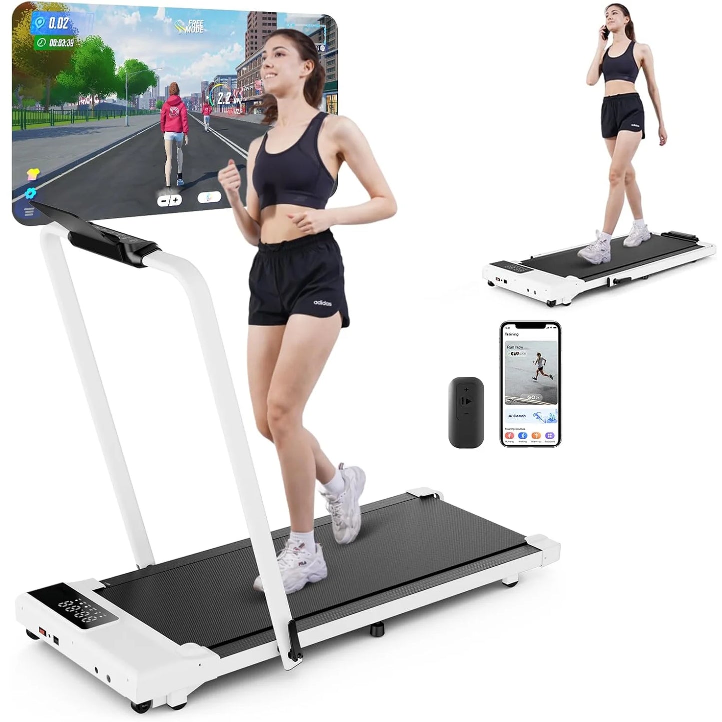 3in1 Walking Pad Treadmill 300 lbs Capacity Foldable Treadmill 3.0HP Quiet Under Desk Treadmill Exercise Machine for Home&Office - Joanie B 25