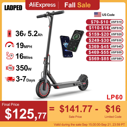 LP60 Electric Scooter 350W App Control Folding 8.5Inch Tire