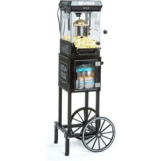 Popcorn Maker Machine Professional Cart with 2.5 Oz Kettle Makes Up to 10 Cups Vintage Movie Theater Style - Joanie B 25