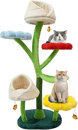 Very Cat Tree, 63.8in Cat Climbing Frame With Scratching Posts & Resting Platforms Multi-Level Tower 22lbs Capacity (Brown And W