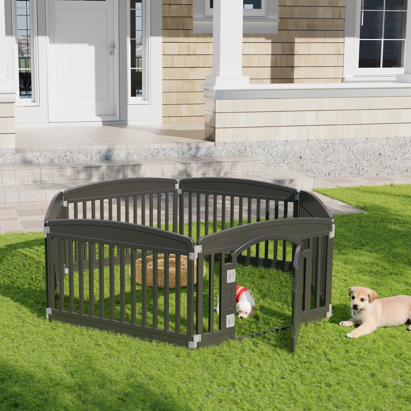 JHK Plastic Dog Playpen 6 Panel 24In Expandable Fence