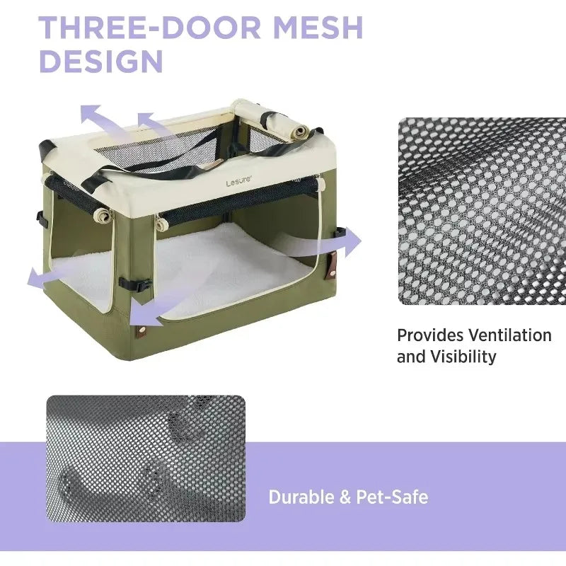 Collapsible Travel Dog Crate for Small Dogs Portable Soft Dog Crate for Outdoor and Indoor Folding Fabric Dog Kennel - Joanie B 25