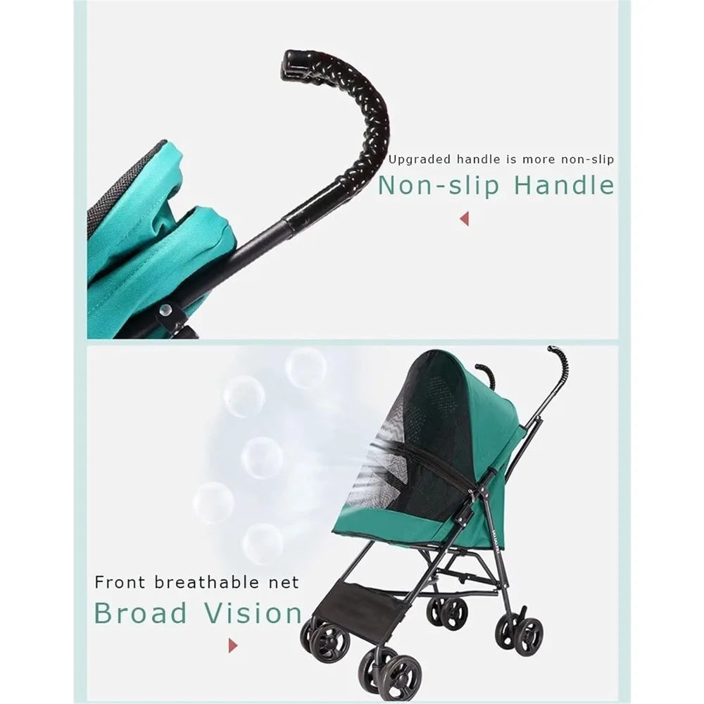 Pet Stroller for Cats Puppies and Kittens Breathable Travel Carrier Umbrella Structure for Small Dogs - Joanie B 25
