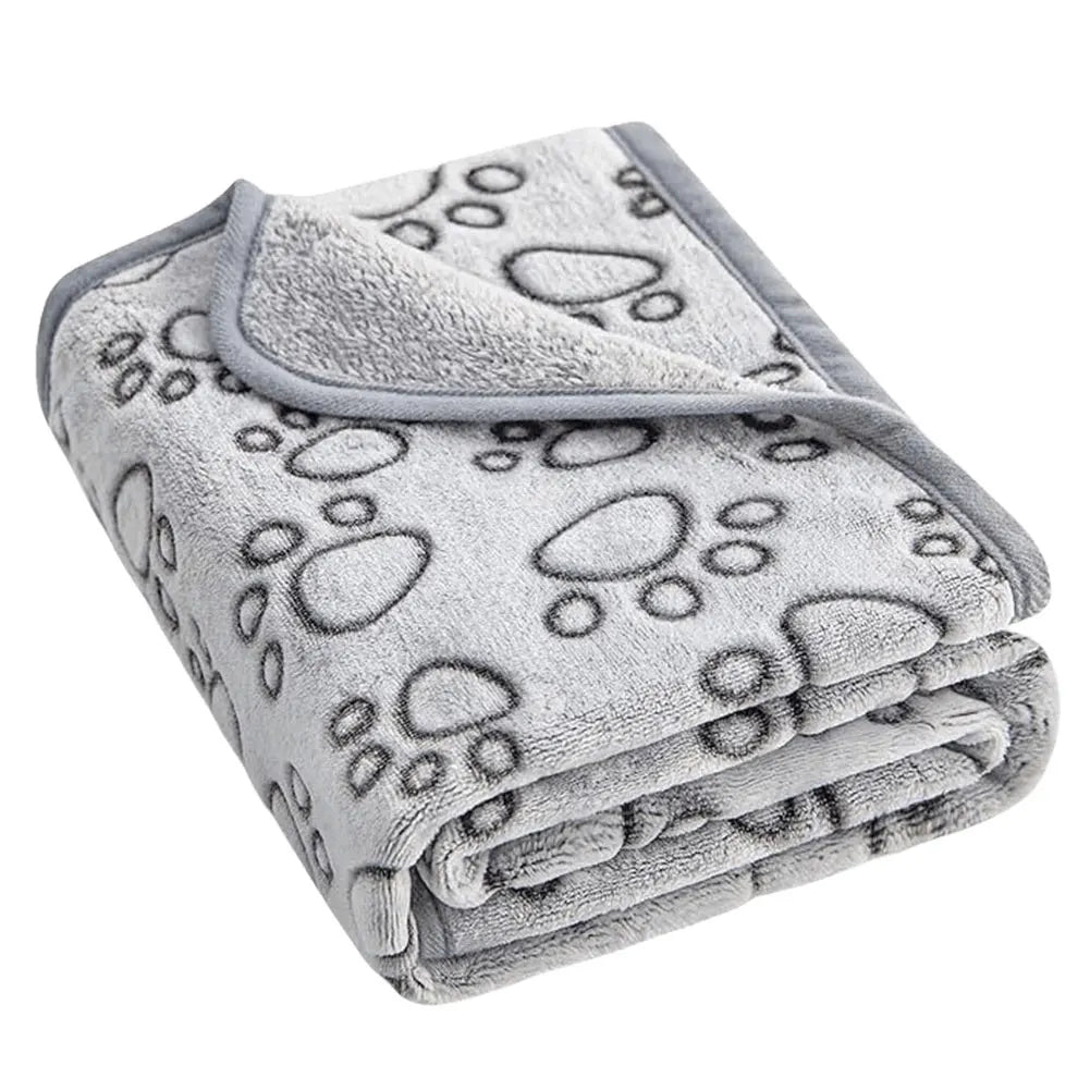 Flannel Puppy Blanket Paw Print for Dog Cat Pet Sleep Mat Washable Soft Warm Blanket for Sofa Bed Car Seat