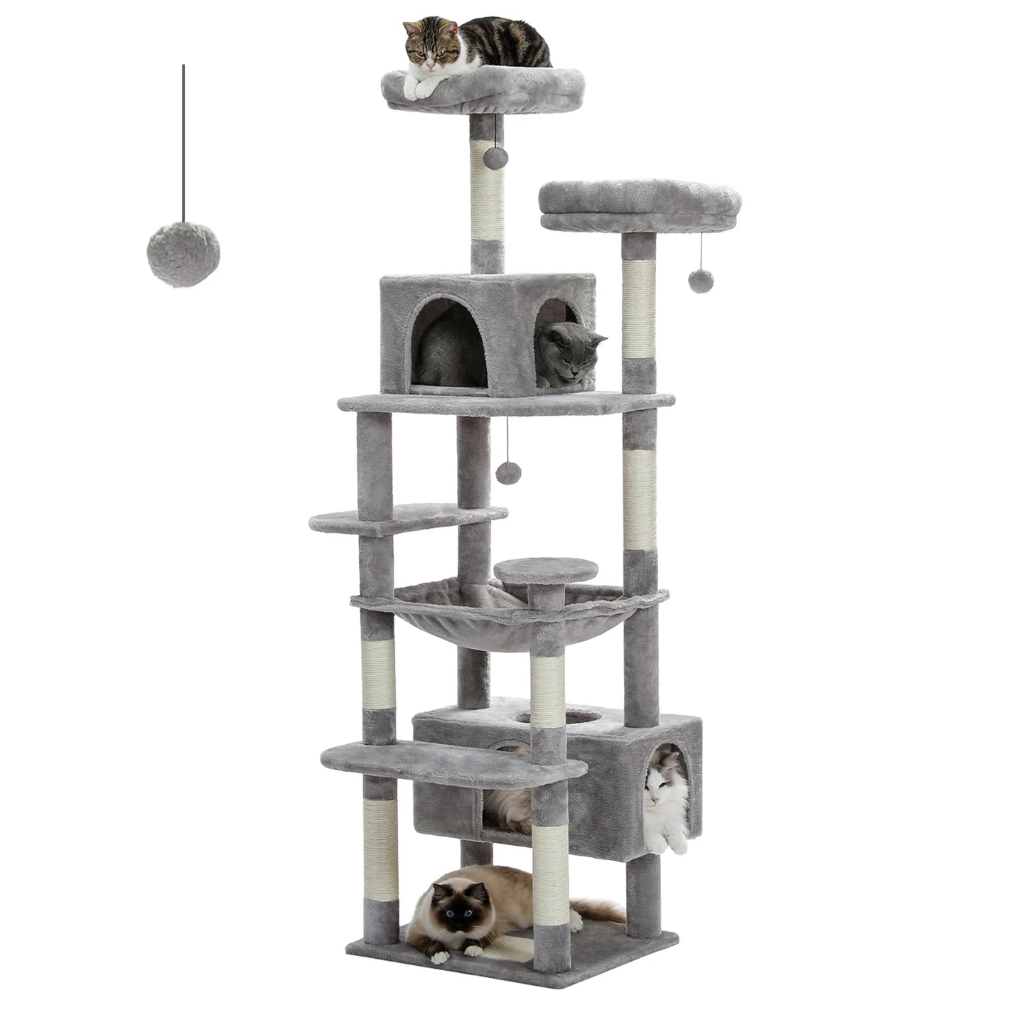 Large Indoor Cat Tree Tower With Sisal Scratching Posts Hammock Perches