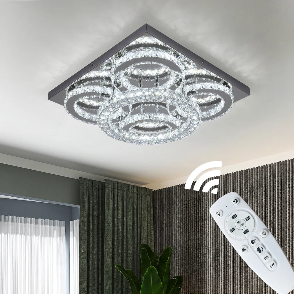 Modern Ceiling Lamp Crystal Led Chandelier Bedroom Living Dining Room Decor Fixture Pendant Light Home Appliance Lustre Dimmable