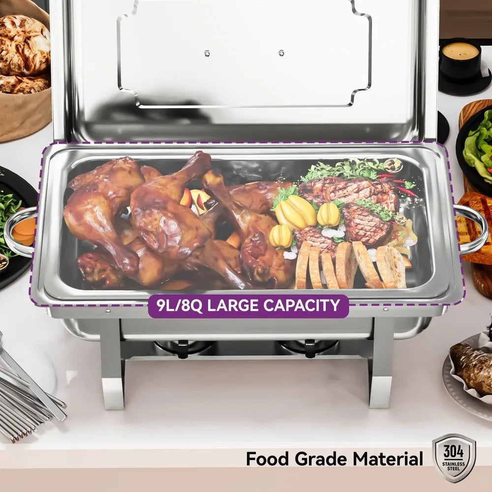 4-Pack 9.5Q Chafer Chafing Dish Sets Stainless Steel Catering Food Warmer