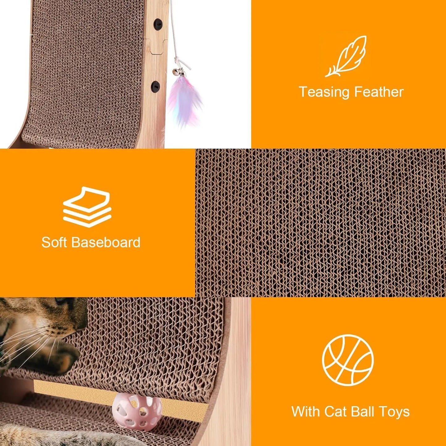 L Shape Cat Scratcher 23.6 Inch Indoor Cat Scratch Pad Protects Furniture Cardboard Cat Tree - Joanie B 25