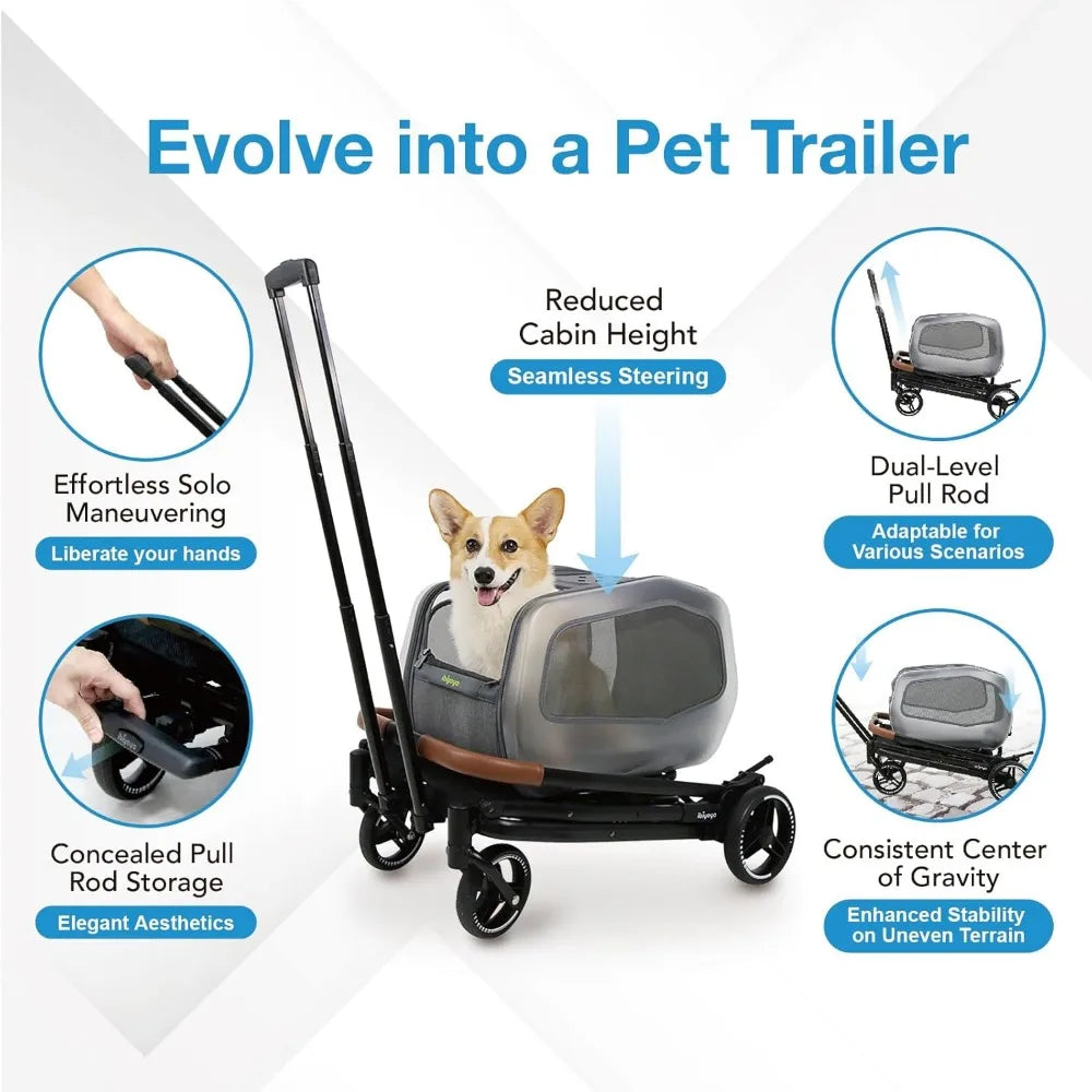 NeoRider Multi Purpose Pet Stroller With Detachable Carrier For Small Dogs Up To 26 Pounds - Joanie B 25