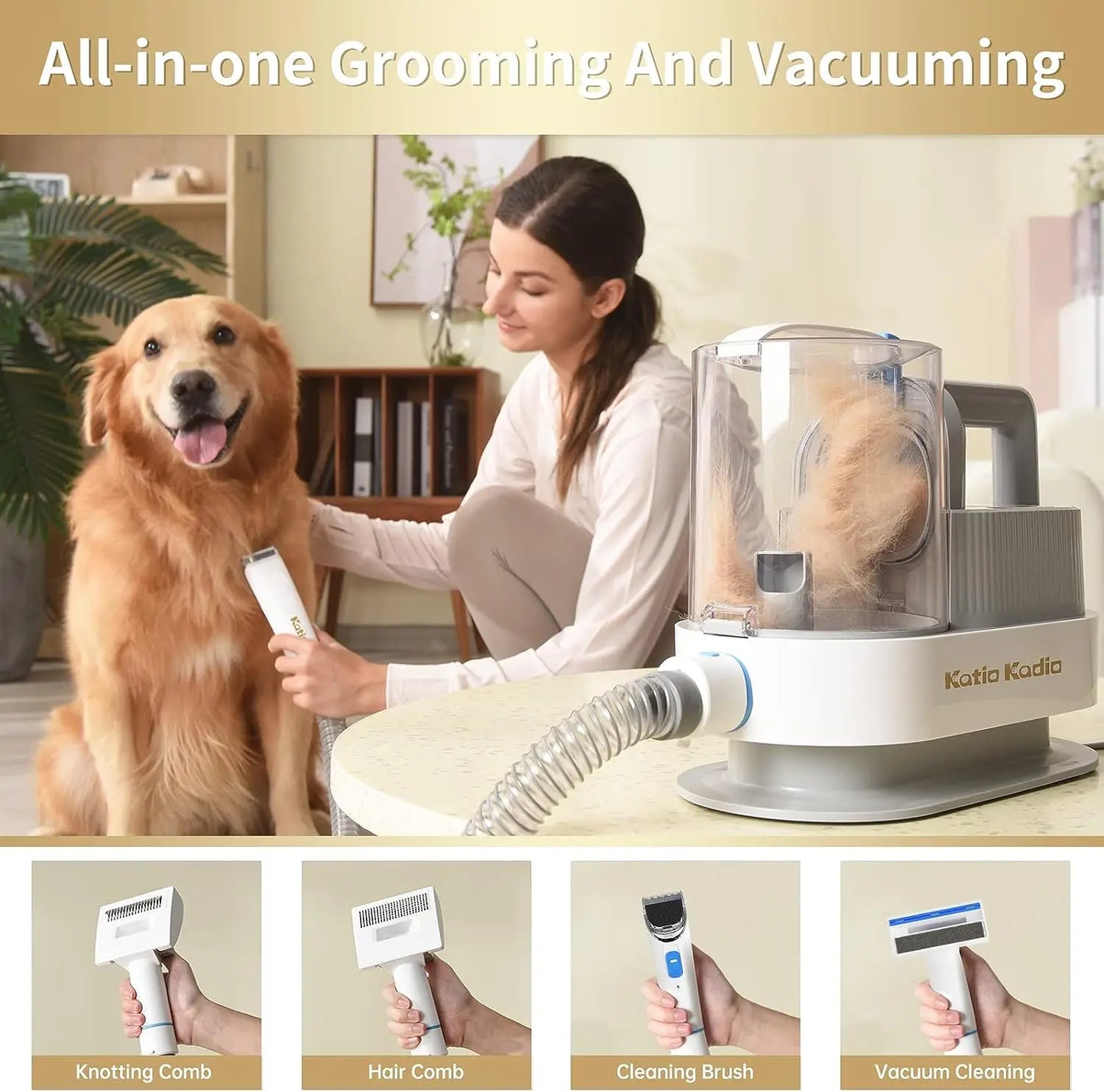 Pet Grooming Kit 5in1 With Two Suction Modes For Shedding