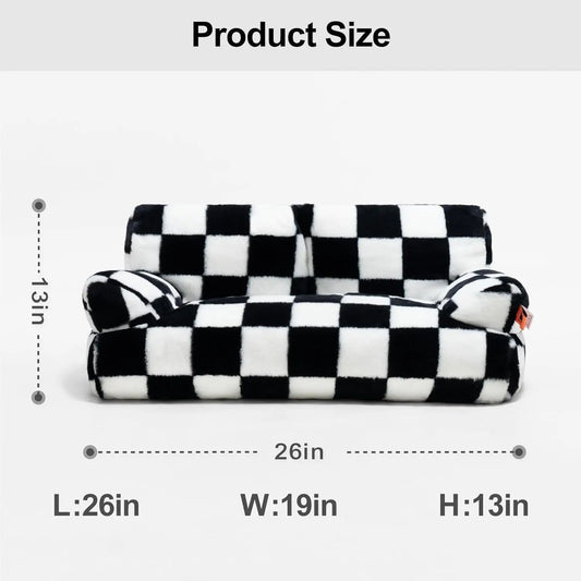 Mewoofun Pet Couch Bed 26x19x13 Inch Washable Fluffy Cat and Small Dog Bed for Pets Up to 25 Pounds Black and White - Joanie B 25