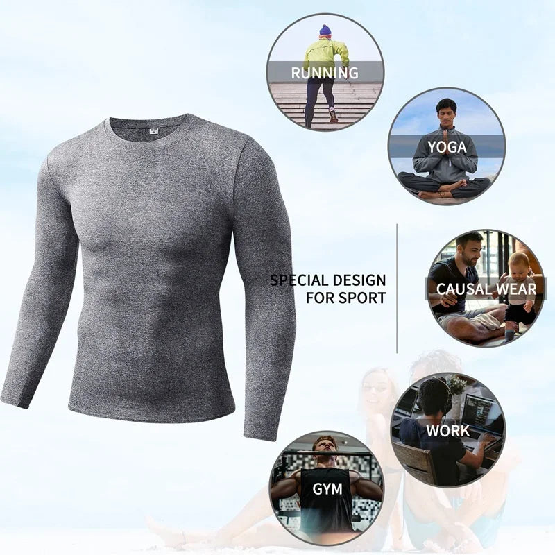 Men Compression Running T Shirt Quick Dry Gym Training Top