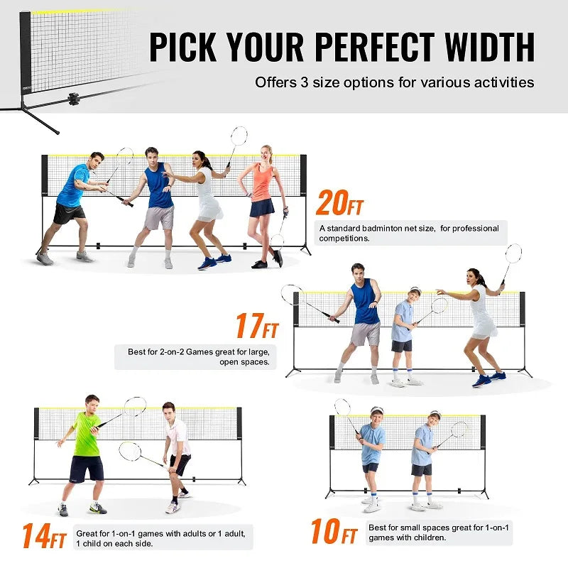 VEVOR Multi Sport Net with Adjustable Height and 14ft Width Foldable Portable Tennis Badminton Volleyball Pickleball Net - Joanie B 25