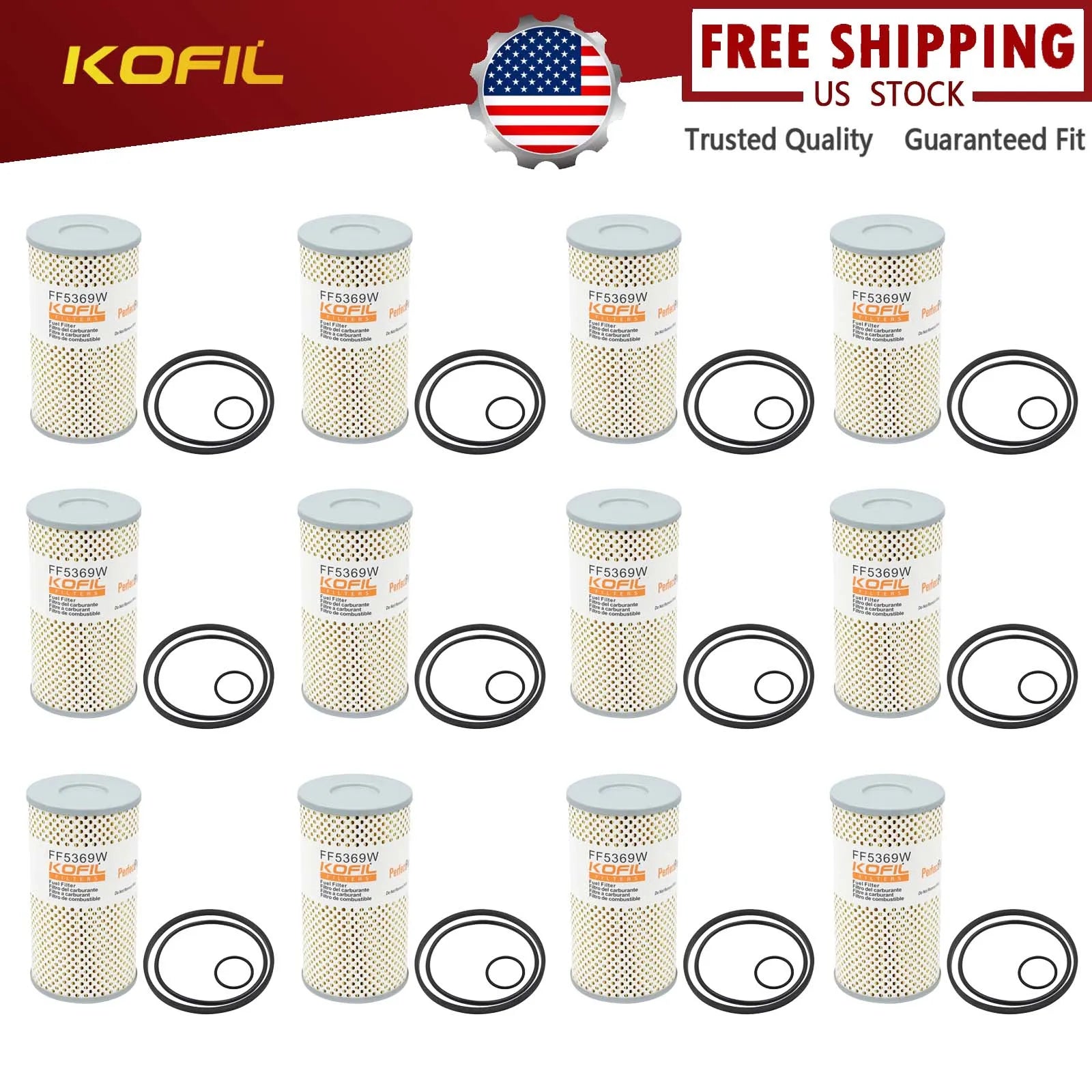 12Pcs FF5369W Fuel Water Separator Filter for Freightliner Diesel Engine Trucks Replace 380087 85105574 PF7548 23521528 P550414 - Joanie B 25