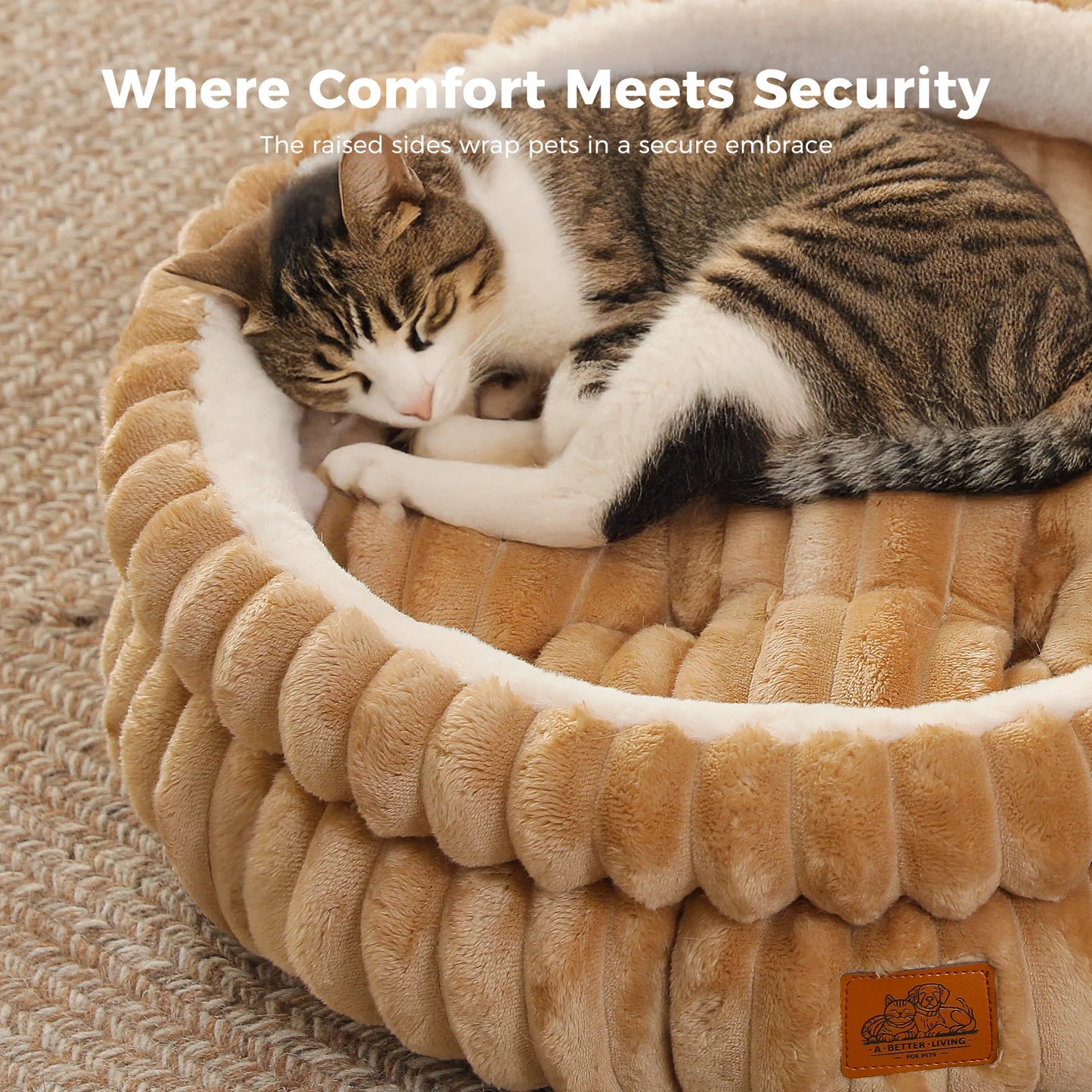 Dog Bed for Medium Dogs Cozy Cat Bed for Indoor Cats Washable Round Pet Bed House with Anti-Slip Bottom Suitable for All Seasons