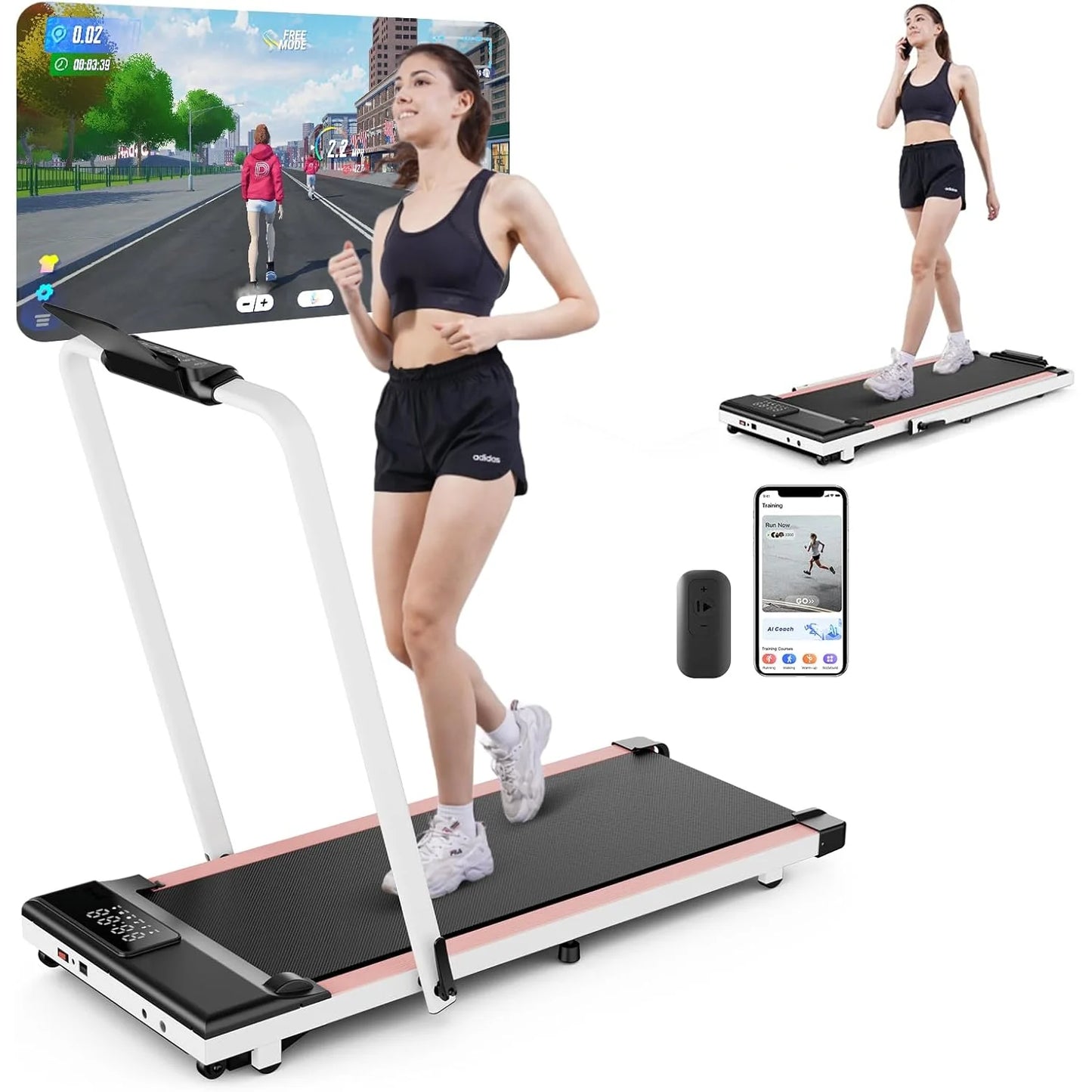 3in1 Walking Pad Treadmill 300 lbs Capacity Foldable Treadmill 3.0HP Quiet Under Desk Treadmill Exercise Machine for Home&Office - Joanie B 25