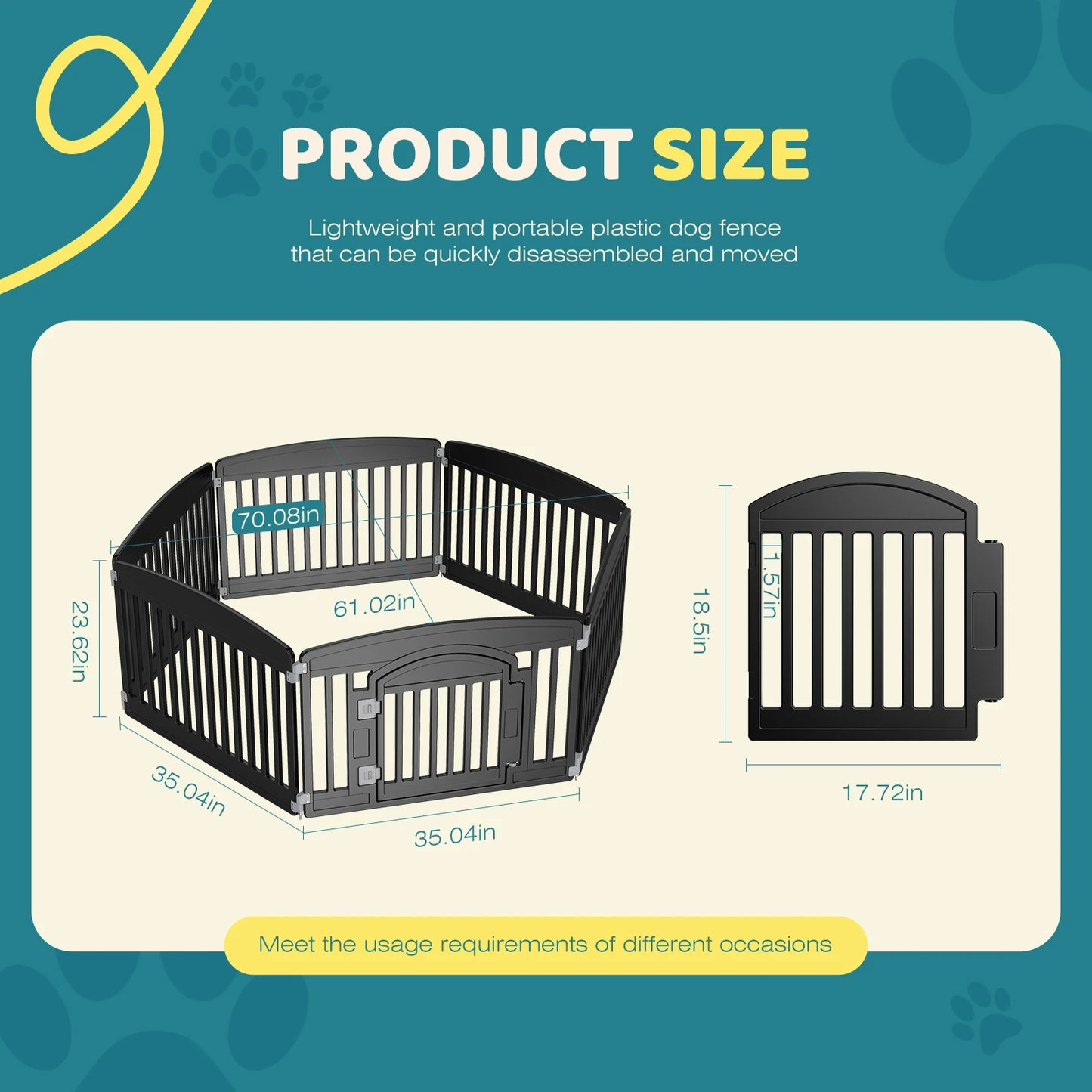 JHK Plastic Dog Playpen 6 Panel 24In Expandable Fence